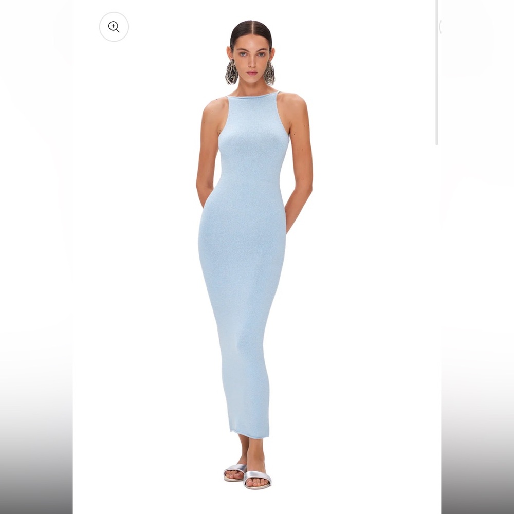 KOROBEYNIKOV Knitted Midi Dress with Open Back Lurex